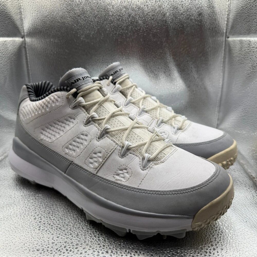 Size 11 Nike Air Jordan Retro 9 White Wolf Gray Mens Golf Sneakers 833798-103